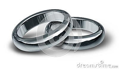 Titanium and silver wedding rings symbol Stock Photo