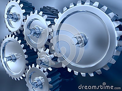 Titanium and steel gears Stock Photo