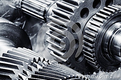 Titanium and steel gears in action Stock Photo