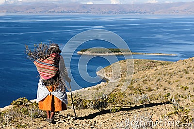 Titicaca lake, Bolivia, Isla del Sol landscape Stock Photo