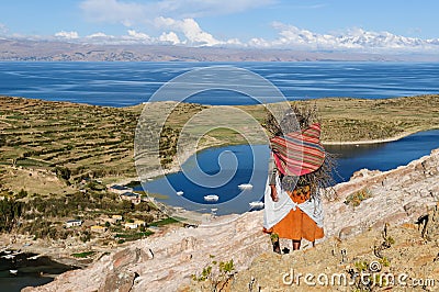 Titicaca lake, Bolivia, Isla del Sol landscape Stock Photo