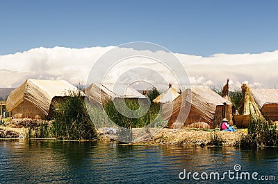 Titicaca lake, Peru, floating islands Uros Stock Photo