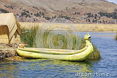 Titicaca lake reed boats Stock Photo