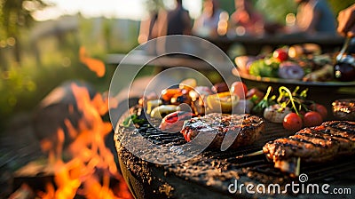 The sizzling and succulent details of delicious barbecue dishes. Stock Photo