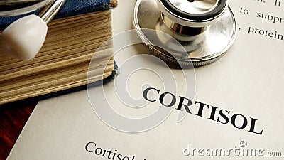 Title Cortisol written on a page. Stock Photo