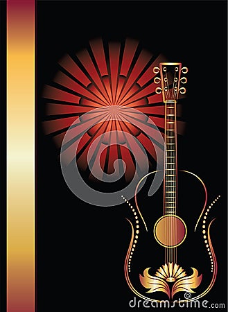 Title page with guitar. Vector Illustration