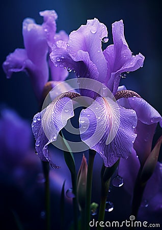 Purple Monochrome browser flower with matching background. Stock Photo