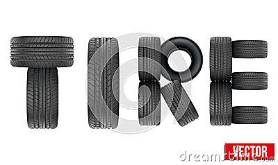 Title of Realistic rubber tires. Vector Vector Illustration