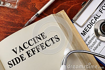 Title vaccine side effects. Stock Photo