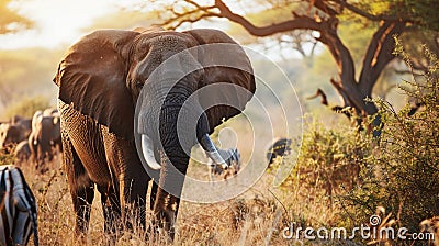 Elephant in natural habitats, from majestic elephants to graceful gazelles. Stock Photo