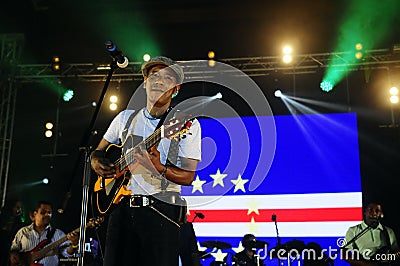 Tito Paris Concert, Cape Verde Flag Background, Stage Musicians Editorial Stock Photo