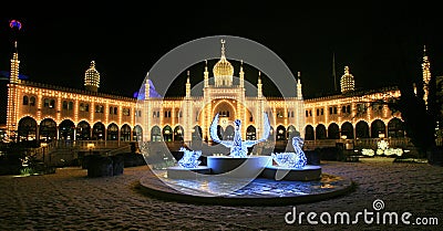 Tivoli Garden, Swan Palace at night of New Year Stock Photo