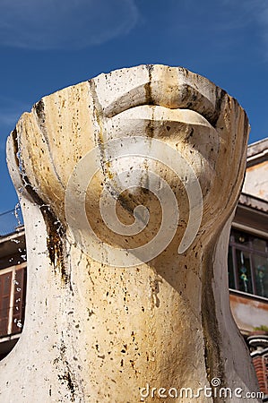 Tivoli Trento square, statue by Igor Mitoraj Editorial Stock Photo