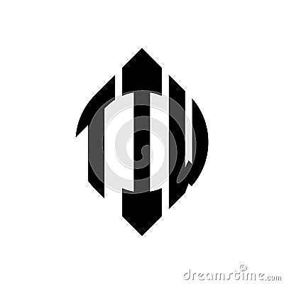 TIW circle letter logo design with circle and ellipse shape. TIW ellipse letters with typographic style. The three initials form a Vector Illustration