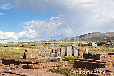 Tiwanaku Heritage in Bolivia Stock Photo