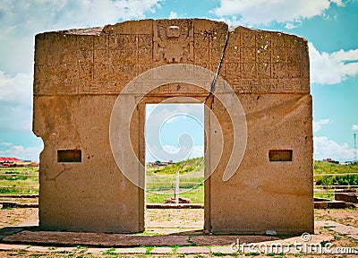 Tiwanaku. Ruins in Bolivia, Stock Photo