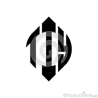 TIY circle letter logo design with circle and ellipse shape. TIY ellipse letters with typographic style. The three initials form a Vector Illustration