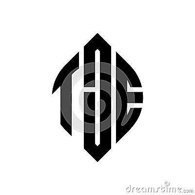 TJE circle letter logo design with circle and ellipse shape. TJE ellipse letters with typographic style. The three initials form a Vector Illustration