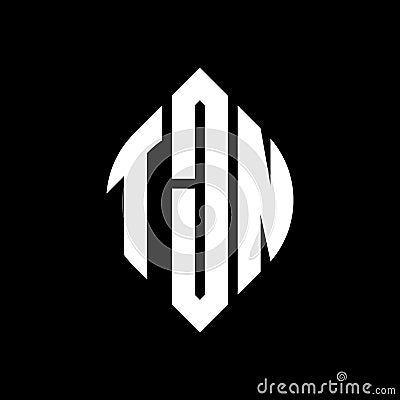 TJN circle letter logo design with circle and ellipse shape. TJN ellipse letters with typographic style. The three initials form a Vector Illustration
