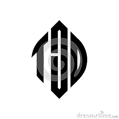 TJO circle letter logo design with circle and ellipse shape. TJO ellipse letters with typographic style. The three initials form a Vector Illustration