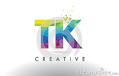 TK T K Colorful Letter Origami Triangles Design Vector. Vector Illustration