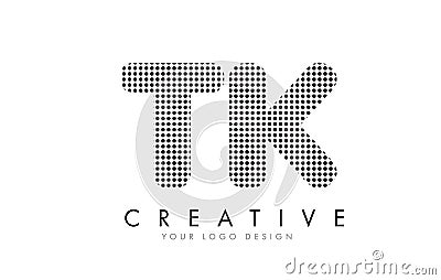 TK T K Letter Logo with Black Dots and Trails. Vector Illustration