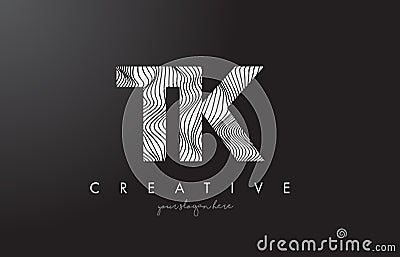 TK T K Letter Logo with Zebra Lines Texture Design Vector. Vector Illustration