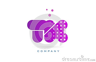 tk t k pink dots letter logo alphabet icon Vector Illustration