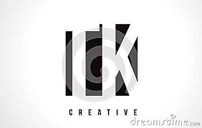 TK T K White Letter Logo Design with Black Square. Vector Illustration