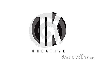 TK T K White Letter Logo Design with Circle Background. Vector Illustration