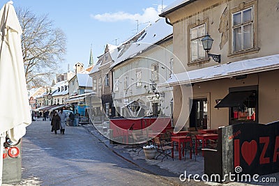 Tkalchicheva Street street in Zagreb. Editorial Stock Photo