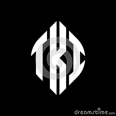 TKI circle letter logo design with circle and ellipse shape. TKI ellipse letters with typographic style. The three initials form a Vector Illustration