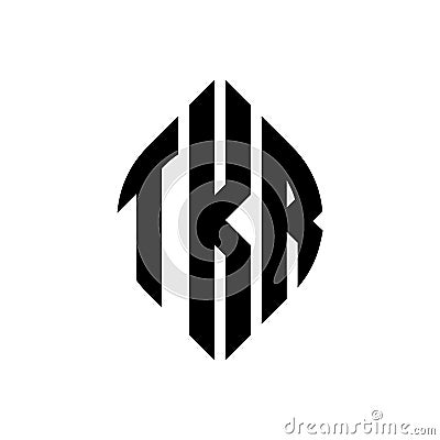 TKR circle letter logo design with circle and ellipse shape. TKR ellipse letters with typographic style. The three initials form a Vector Illustration