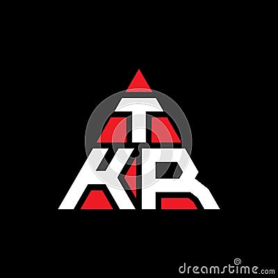 TKR triangle letter logo design with triangle shape. TKR triangle logo design monogram. TKR triangle vector logo template with red Vector Illustration