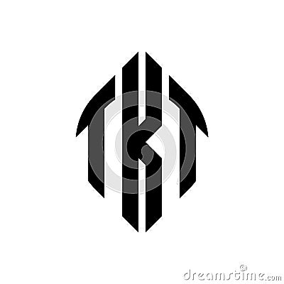 TKT circle letter logo design with circle and ellipse shape. TKT ellipse letters with typographic style. The three initials form a Vector Illustration
