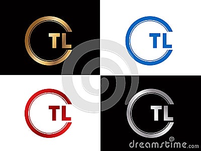 TL text gold black silver modern creative alphabet letter logo design vector icon Vector Illustration