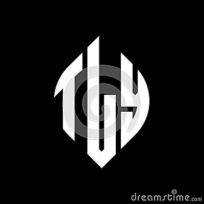 TLY circle letter logo design with circle and ellipse shape. TLY ellipse letters with typographic style. The three initials form a Vector Illustration