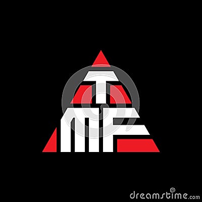 TMF triangle letter logo design with triangle shape. TMF triangle logo design monogram. TMF triangle vector logo template with red Vector Illustration