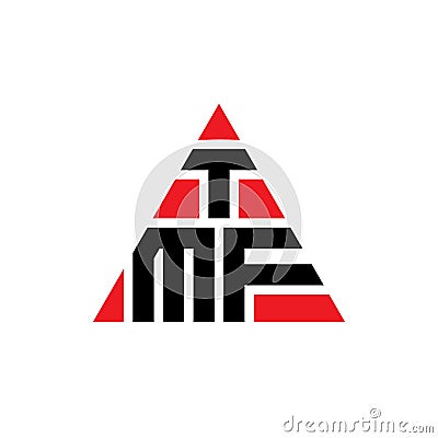 TMF triangle letter logo design with triangle shape. TMF triangle logo design monogram. TMF triangle vector logo template with red Vector Illustration