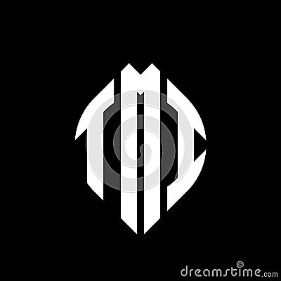 TMI circle letter logo design with circle and ellipse shape. TMI ellipse letters with typographic style. The three initials form a Vector Illustration