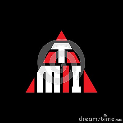 TMI triangle letter logo design with triangle shape. TMI triangle logo design monogram. TMI triangle vector logo template with red Vector Illustration
