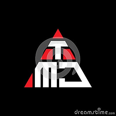 TMJ triangle letter logo design with triangle shape. TMJ triangle logo design monogram. TMJ triangle vector logo template with red Vector Illustration