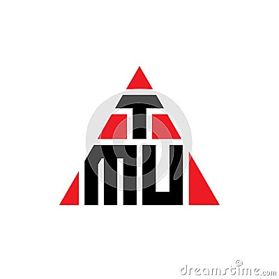 TMU triangle letter logo design with triangle shape. TMU triangle logo design monogram. TMU triangle vector logo template with red Vector Illustration