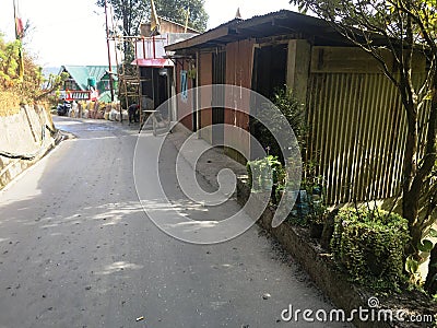 TN Road Darjeeling scenery road East Facing Land Blue sky. Stock Photo