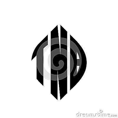 TNB circle letter logo design with circle and ellipse shape. TNB ellipse letters with typographic style. The three initials form a Vector Illustration