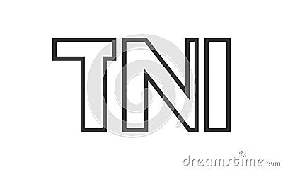 TNI logo design template with strong and modern bold text. Initial based vector logotype featuring simple and minimal typography. Vector Illustration