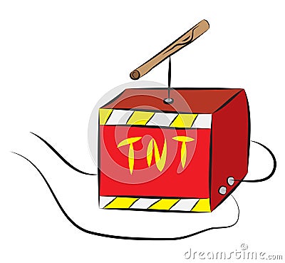 TNT box with igniter wired to explosive charge Vector Illustration