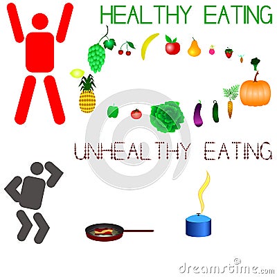 To be healthy, you need to eat healthy Vector Illustration