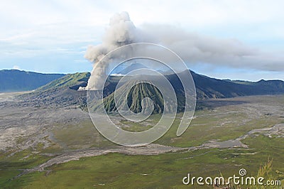 Volcan Mont Bromo Eruption, Java Indonesia Stock Photo