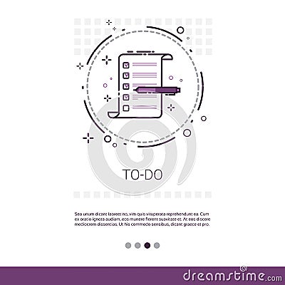 To Do Check List Paper Document Web Banner With Copy Space Vector Illustration